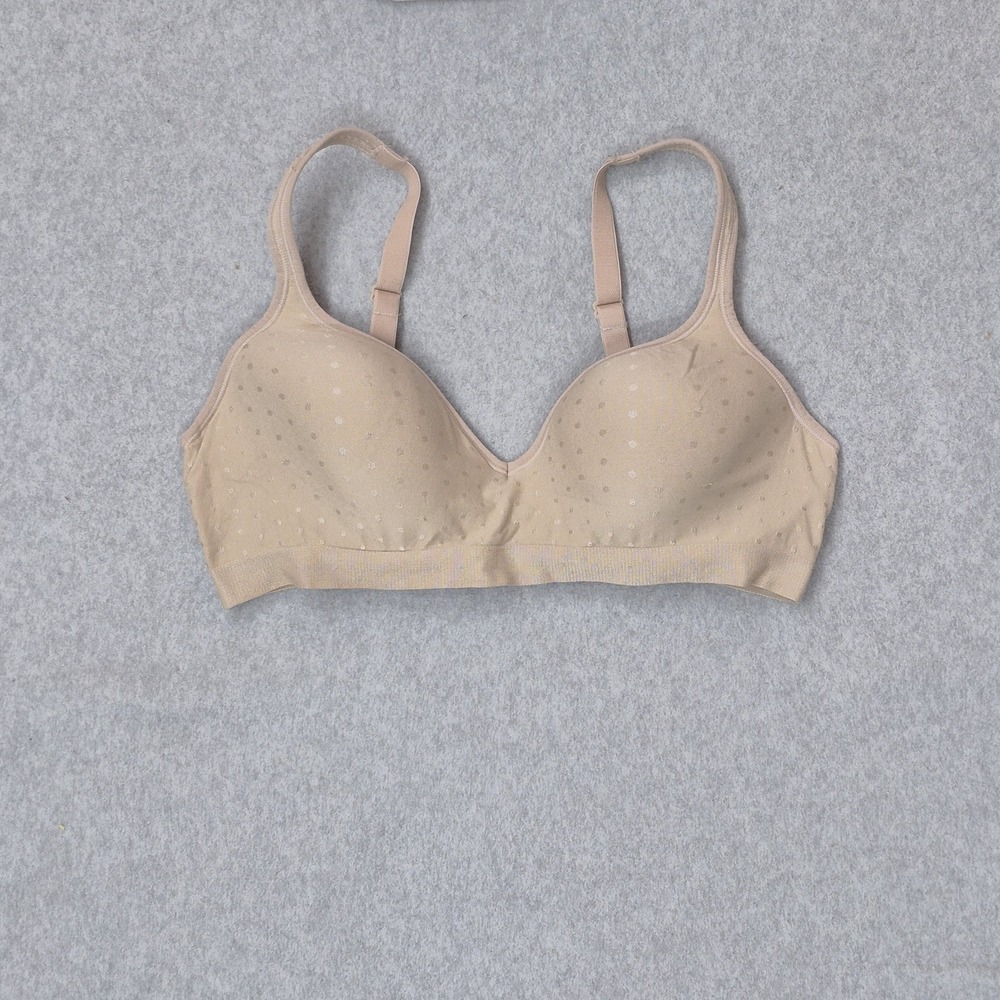 Bali Women Bra 38D Beige Polka Dot T Shirt‎ Wireless Strap Adjustable